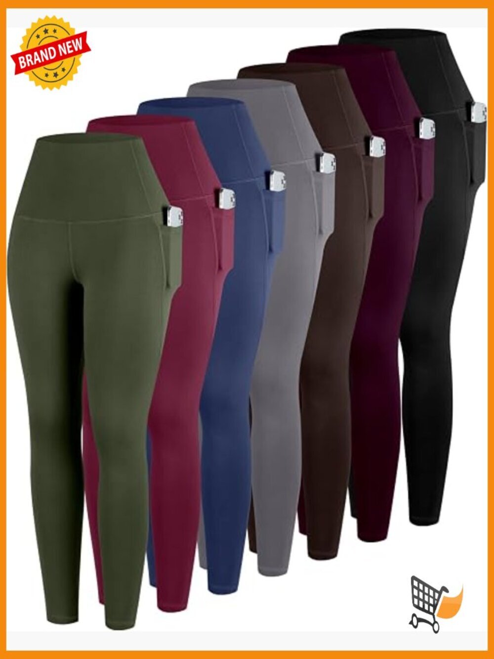 7 Pack High Waisted Leggings with Pockets Tummy Control Yoga Workout Pants